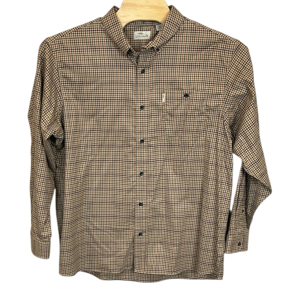 Bob Timberlake 2XL Cotton Button Down‎ Plaid Long Sleeve Shirt Brown Check